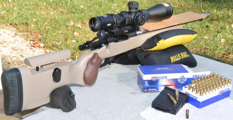 Kelbly Atlas Tactical rifle with Harrell's tuner brake and Lapua ammo during testing.