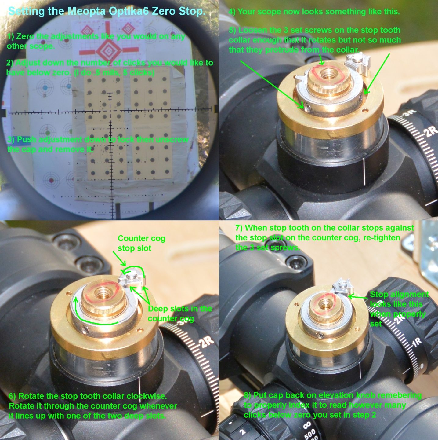 Setting the Meopta Optika6 zero stop