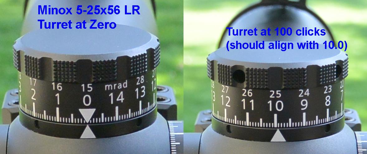 Turret misalignment on this particular Minox 5-25x56 LR