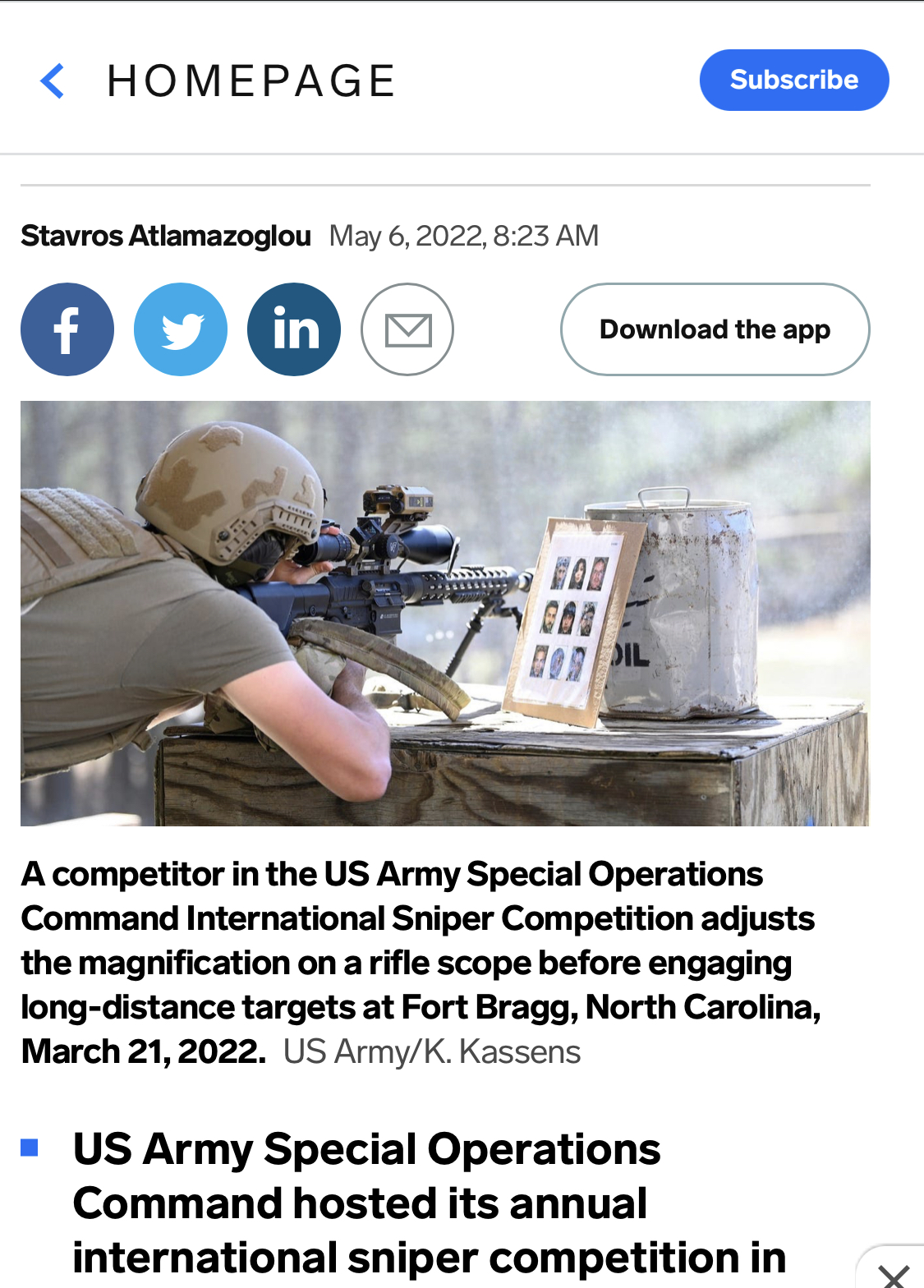 2022 US Army Special Operations Command International Sniper