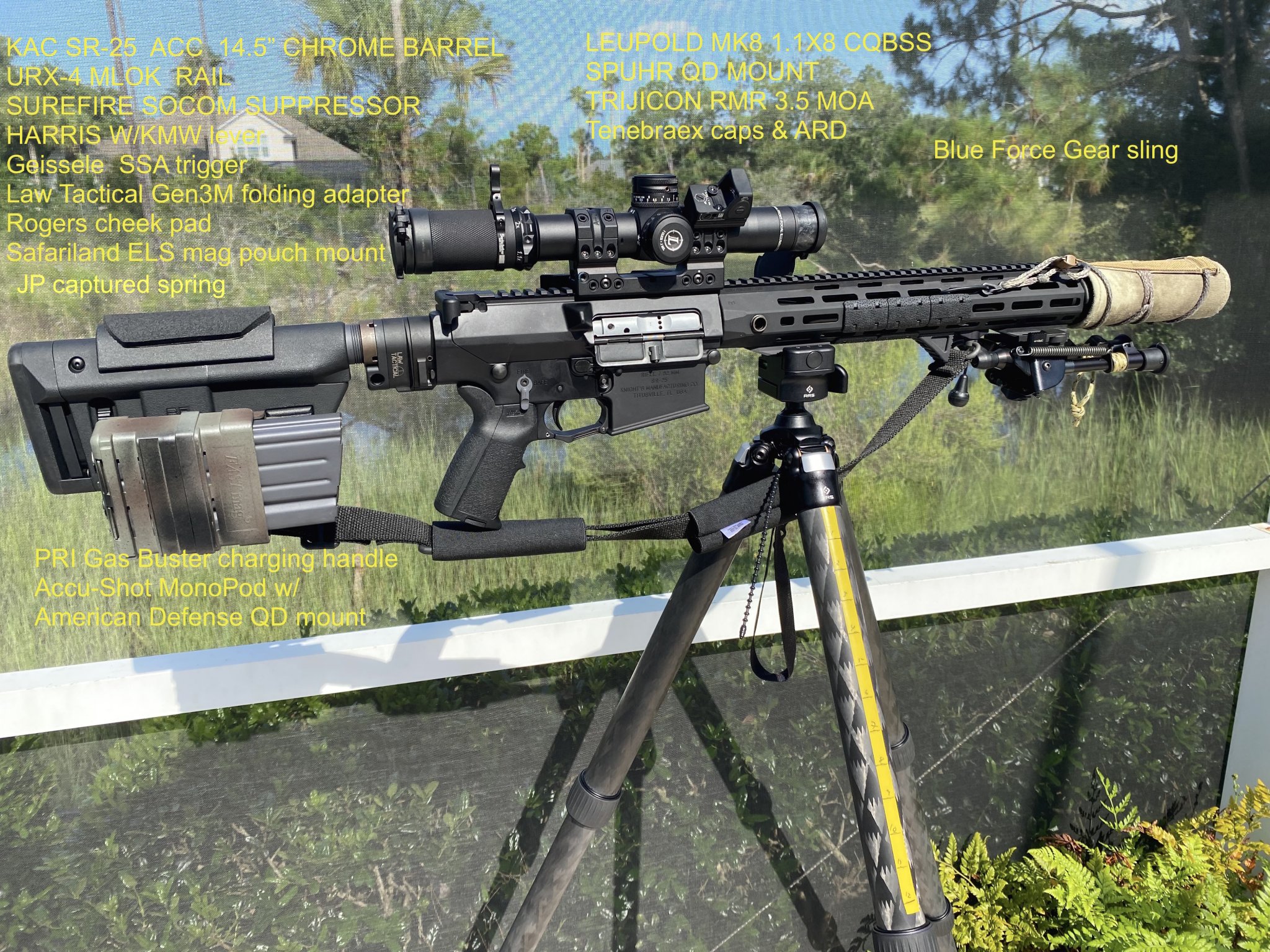IMG_0182KAC SR-25 WITH SUPPRESSOR BLACK SCOPE & SLING RMR MOUNTED POOLSIDE 07.30.21 ANNOTATED ...jpg