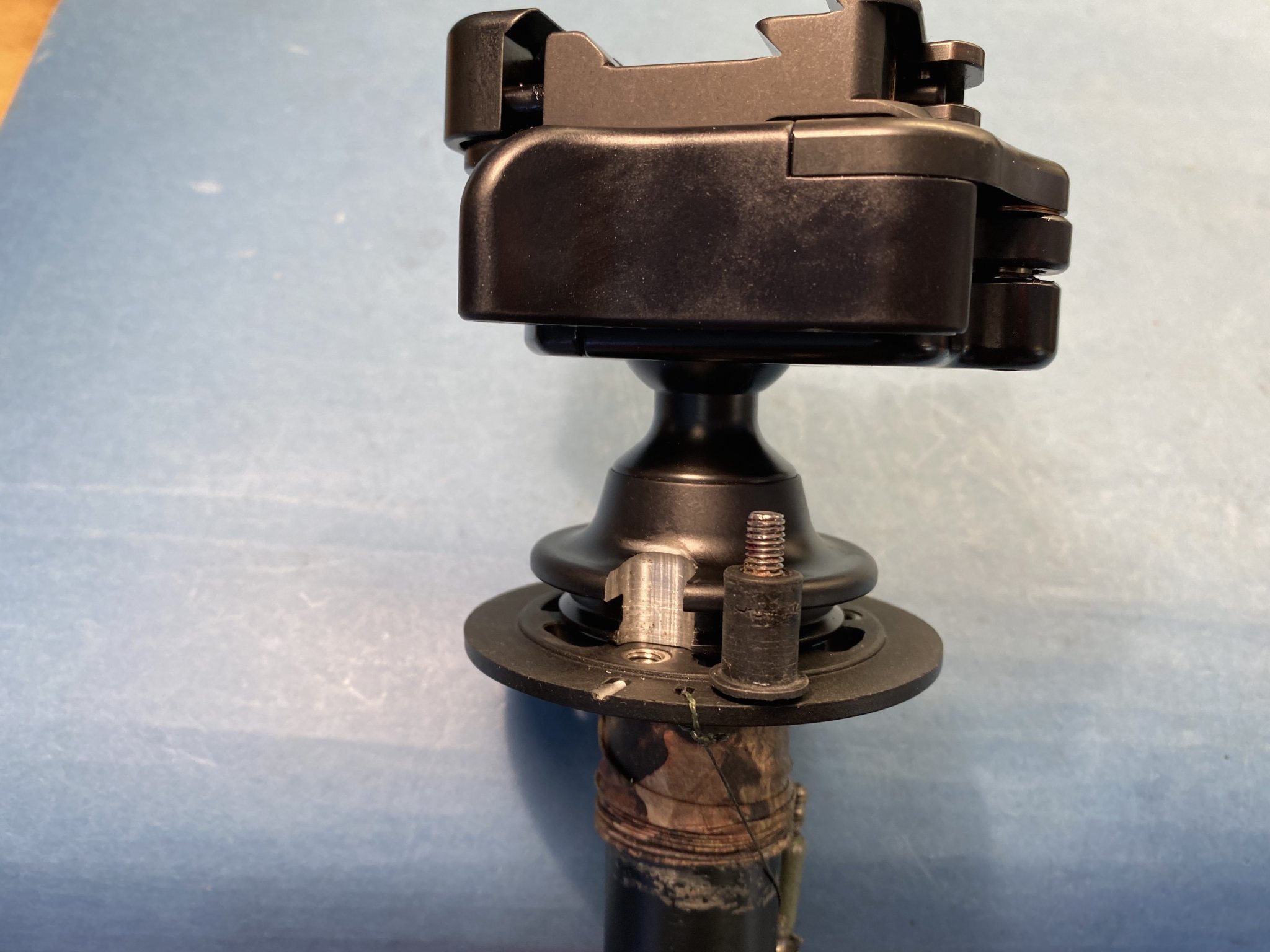 IMG_8604RRS Anvil-30 Adapter 2 Ball End Milled with Indexing Bolt to Swarovski Tripod Center C...jpg