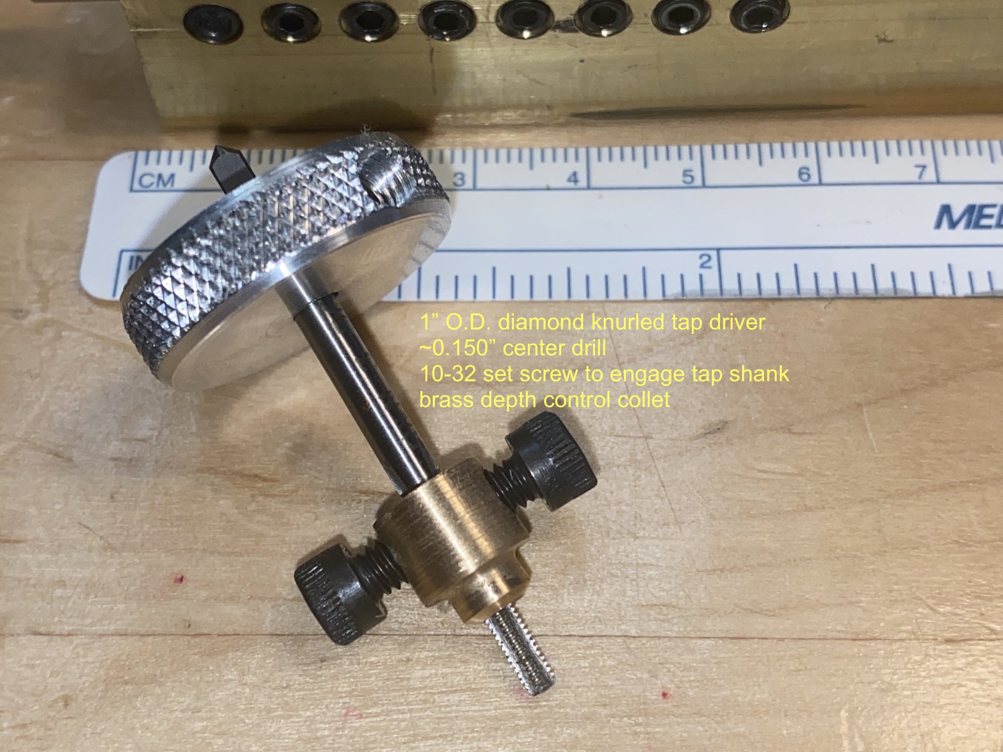 IMG_9073LATHE TOOL BIT HOLDER AND SMALL TAP ALUMINUM ROUND DRIVER FABRICATED MJD 10.18.23.jpg