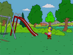 Milhouse-Playing-Frisbee-With-Himself-The-Simpsons.gif