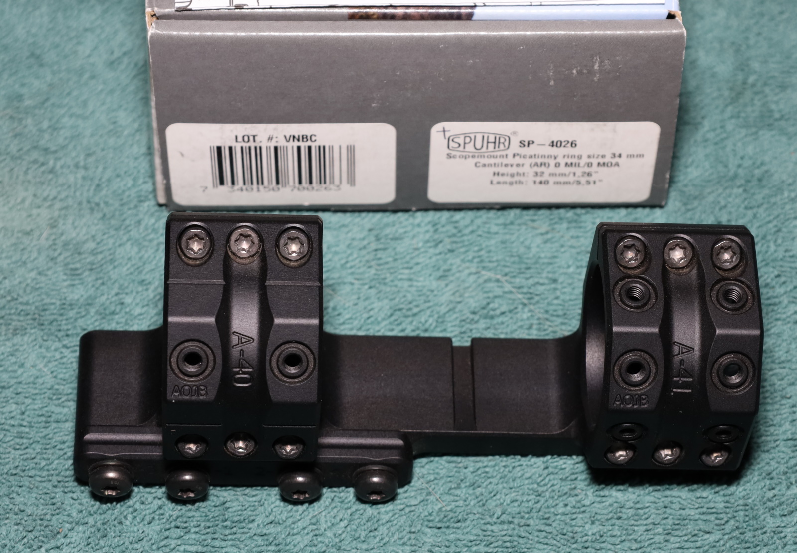Spuhr 34mm Cantilever Mount - 0 MOA, H/1.26in
