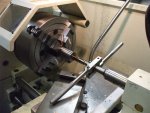 Lathe Lothar Walther barrel 7mmMag reamer held with tap wrench and Sulfered cutting oil on reame.jpg