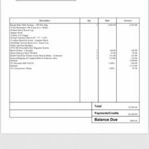 Build Sheet .300WM