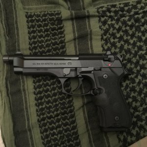 Berreta M9 - Has Crimson Laser Grips and SICO Threaded Barrel - Box and Papers + Original Barrel - $900