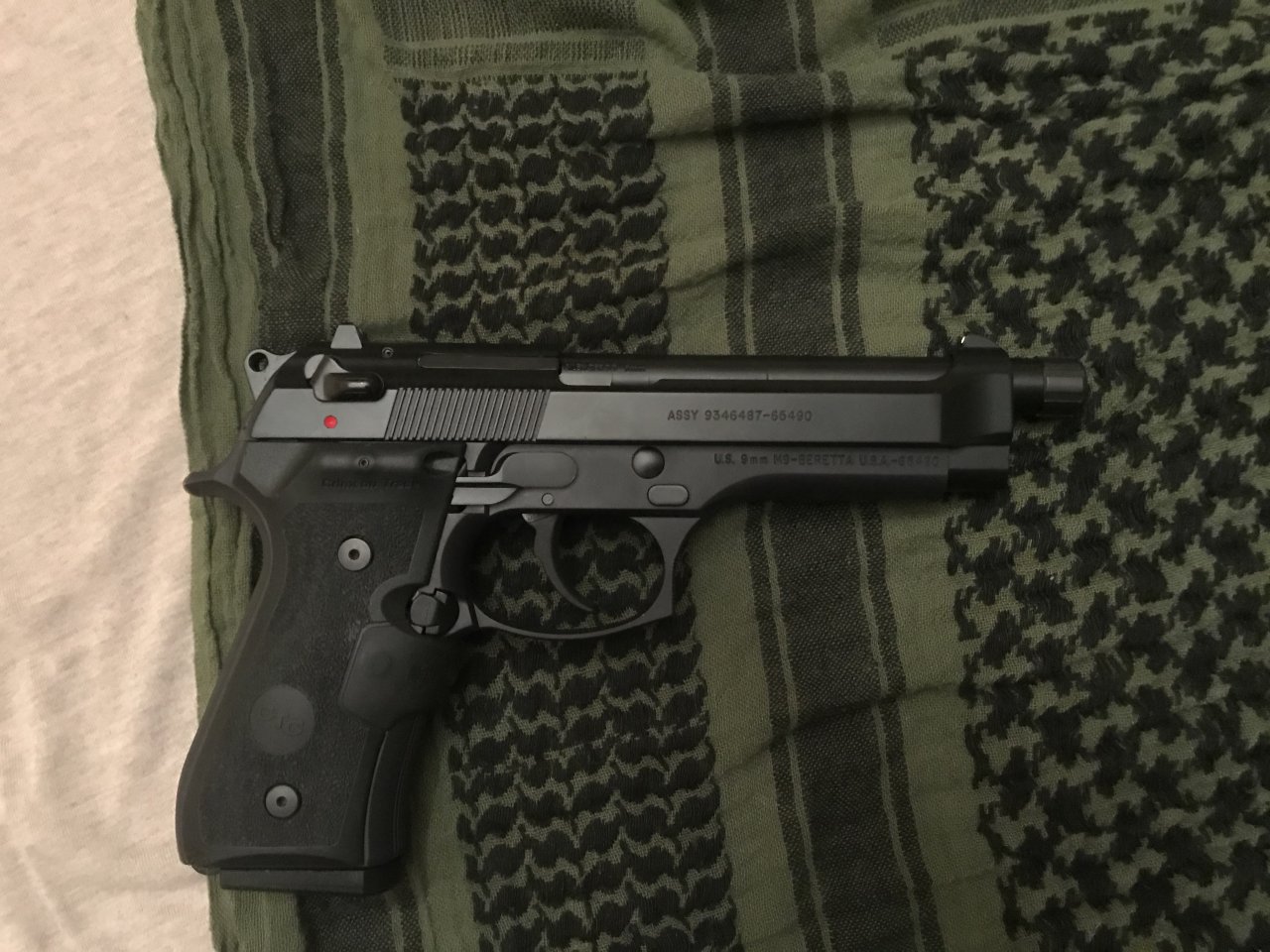 Berreta M9 - Has Crimson Laser Grips and SICO Threaded Barrel - Box and Papers + Original Barrel - $900