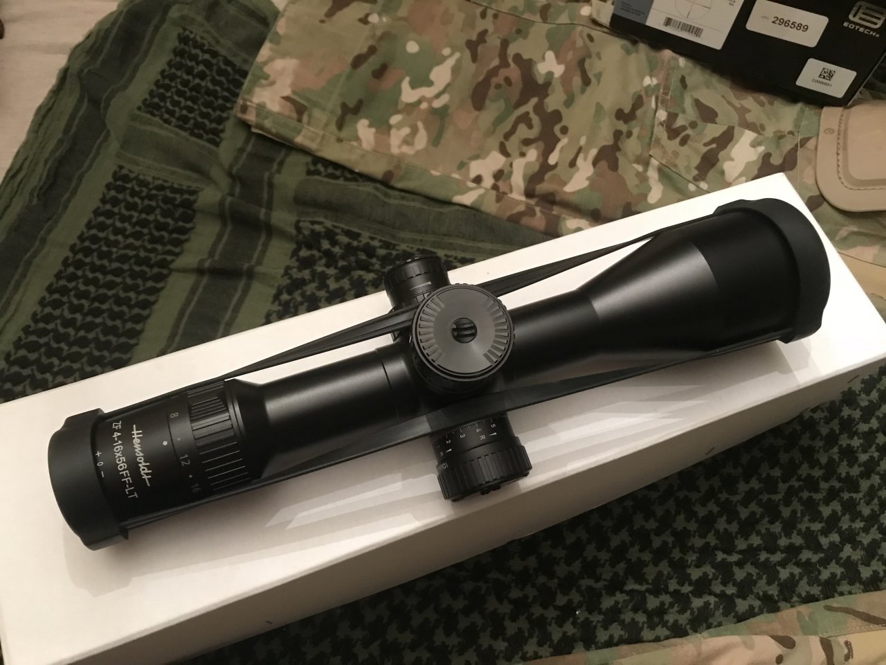 Hensoldt - ZF 4-16X56 FF-LT - This one has the MIL Ret ( Basically a MSR Ret) This is another Brand New optic, I paid crazy money ($3,700), Box and paperwork, - $2600