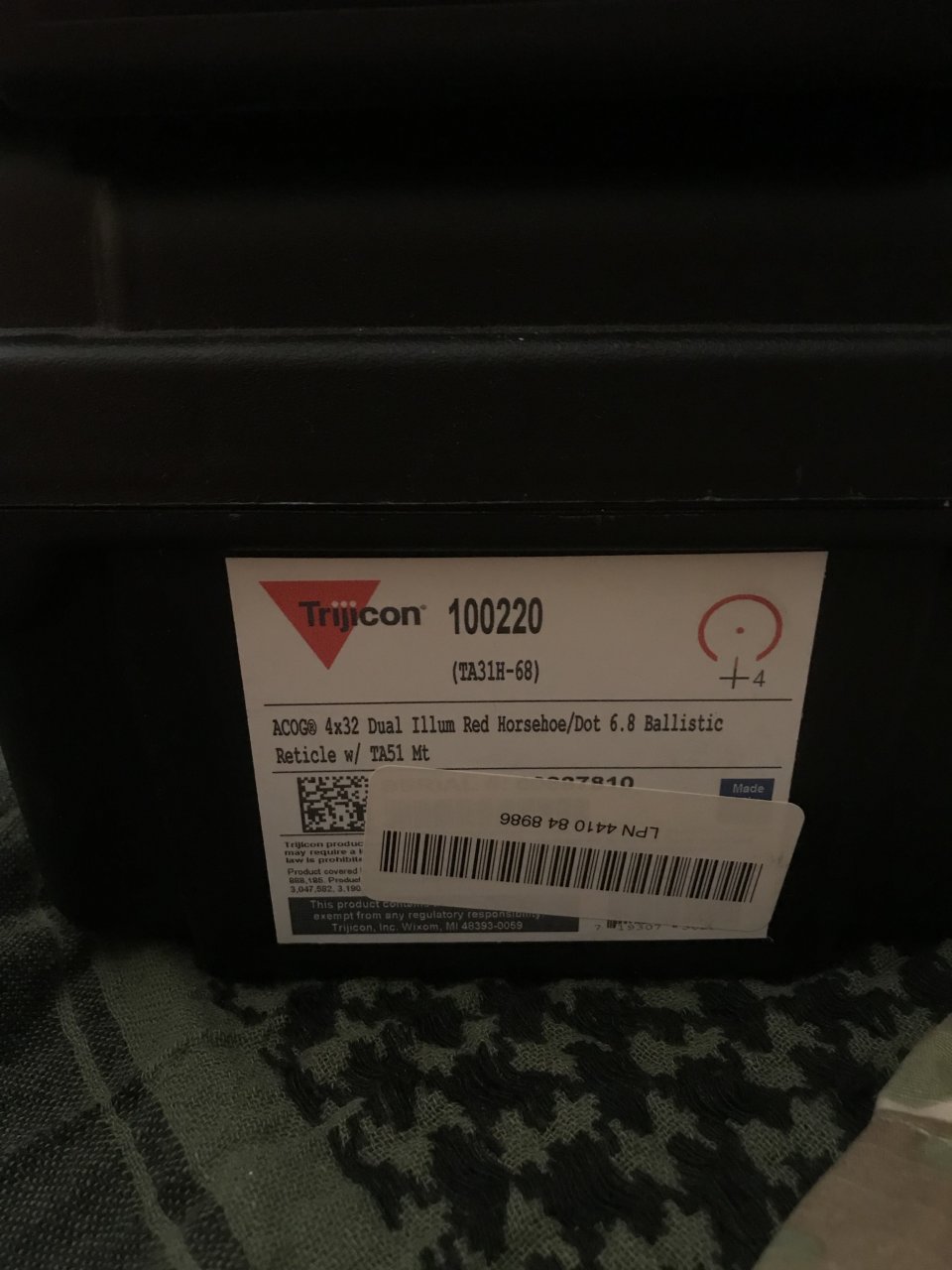 Trijicon TA31H-68 - Dual Illum 4X32 ACOG with red 6.8 Horseshoe and ADM mount Great condition, Brand New, Box and paperwork - $950